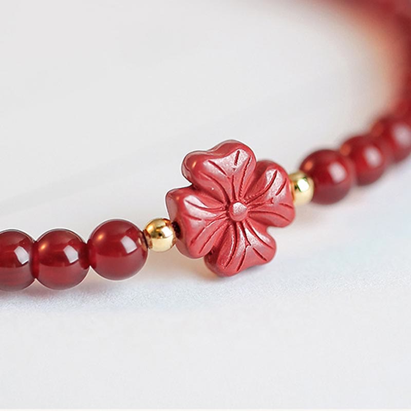 Natural Red Agate Endless Knot Four Leaf Clover Star Confidence String Bracelet Bracelet BS 11
