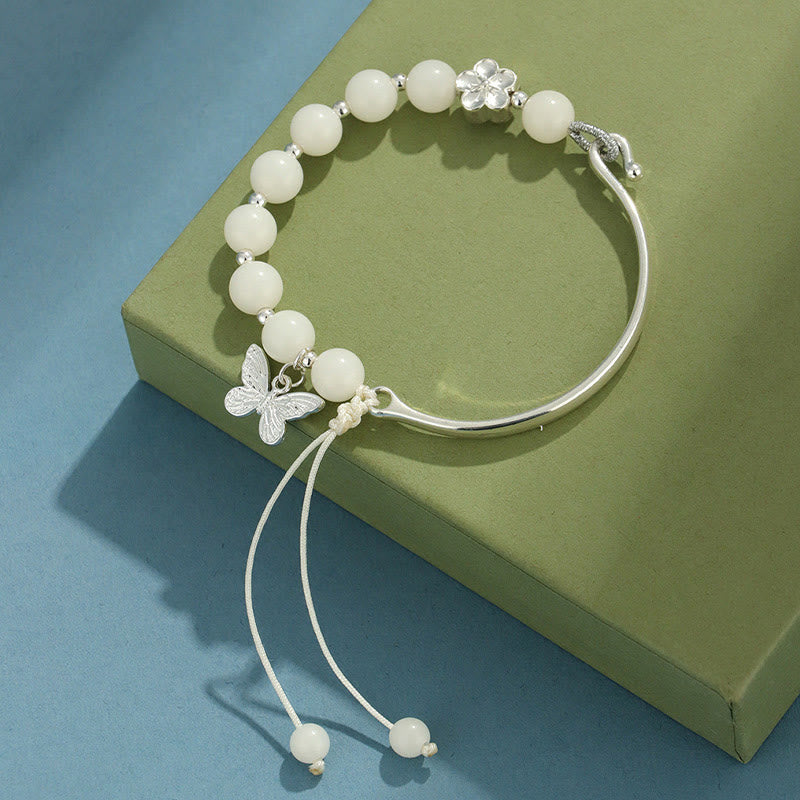 Buddha Stones Bodhi Seed Butterfly Lotus Luck Wealth Bracelet Bangle Bracelet BS Bodhi seed Butterfly(Wrist Circumference: 14-15cm)