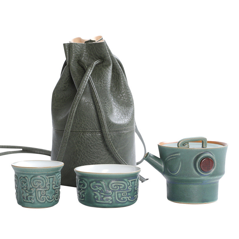 Buddha Stones Sanxingdui Ceramic Teacup Kung Fu Tea Cup With Bag Cup BS 23