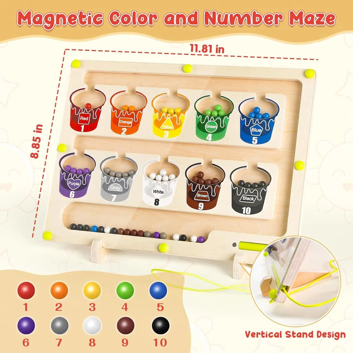 Wooden Magnetic Toy for Toddlers - Montessori Learning Toy