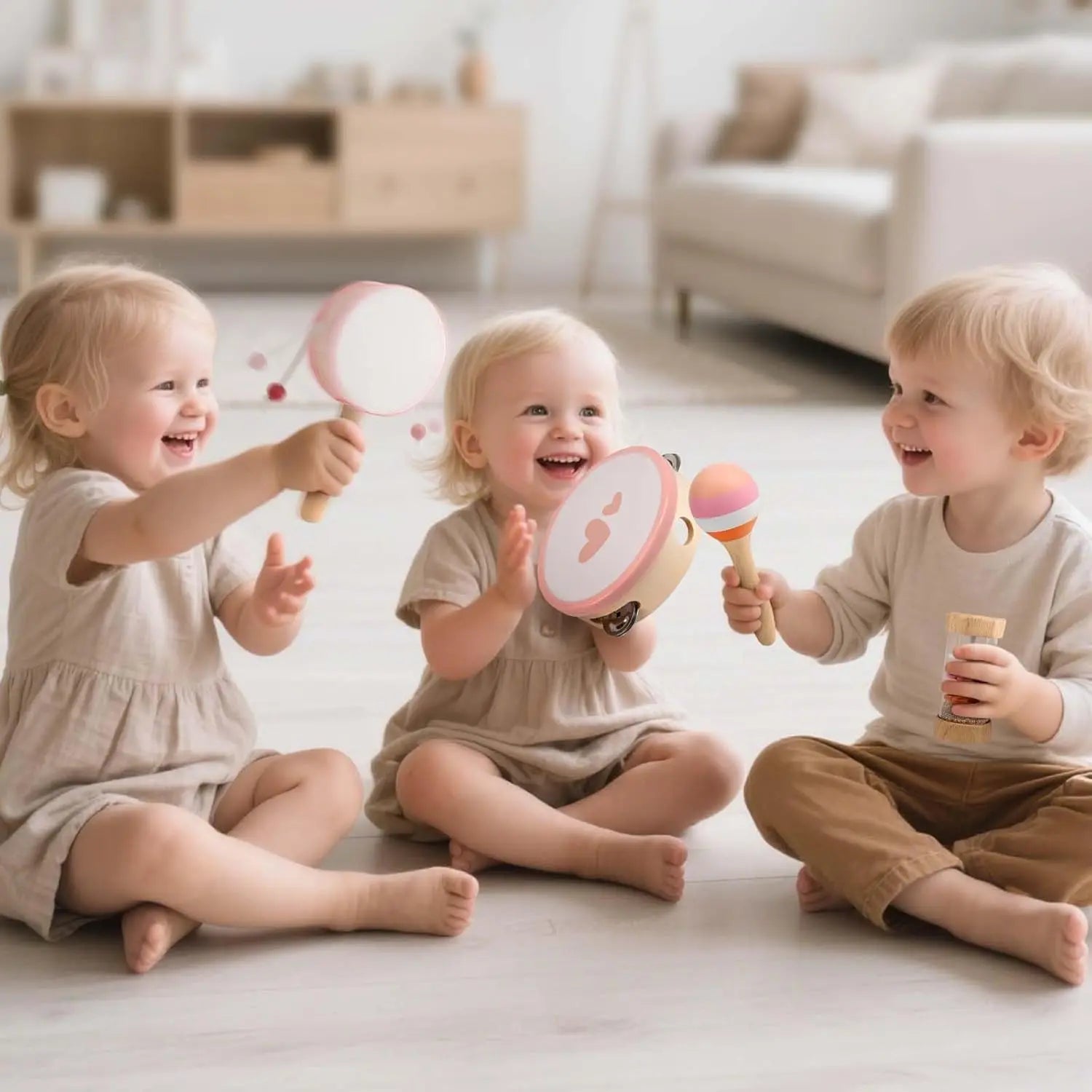 Fidtoy Wooden Music Toy Set for Toddlers 8 Piece Instrument Set Musical Learning Toys