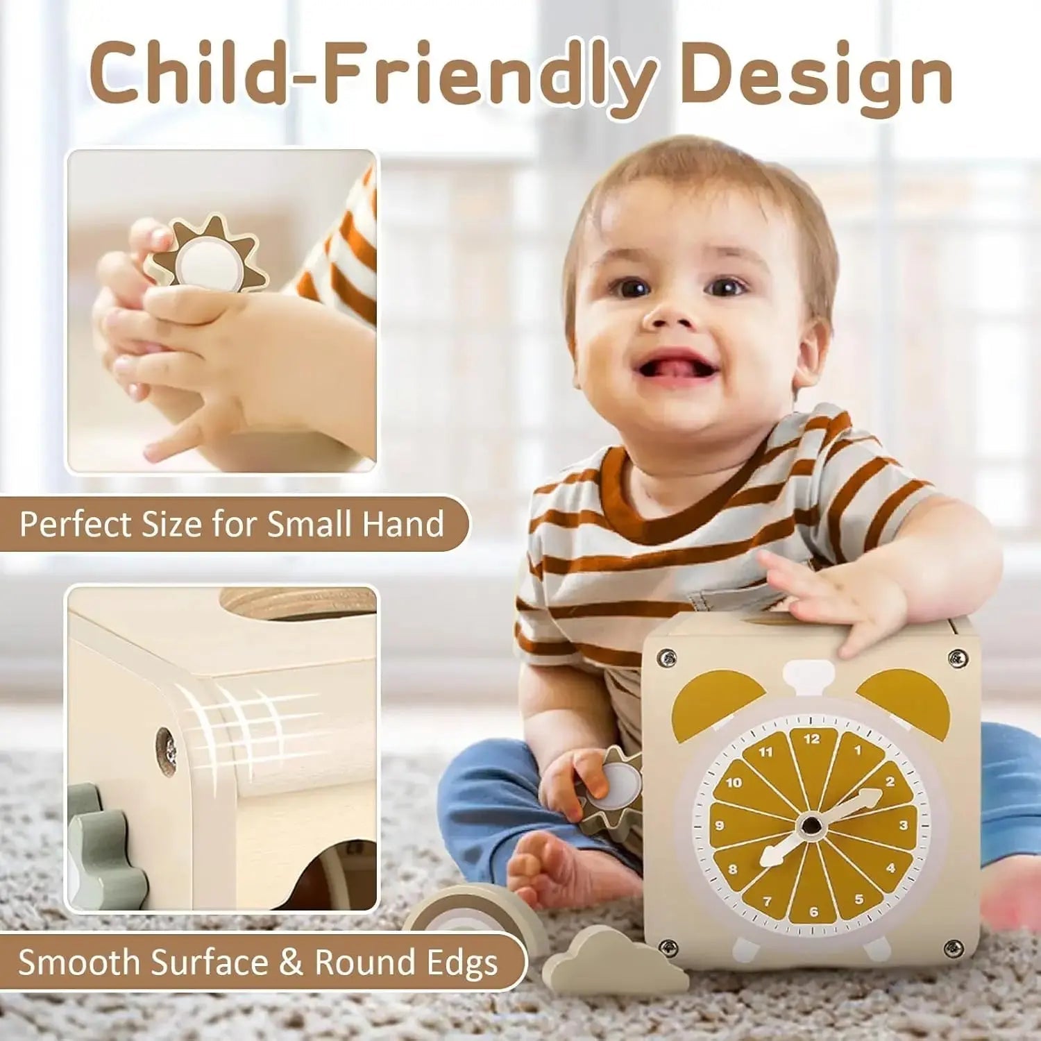 Fidtoy Wooden Activity Cube for Toddlers Musical Drum Set Toy Montessori Learning Cube 12 Months+