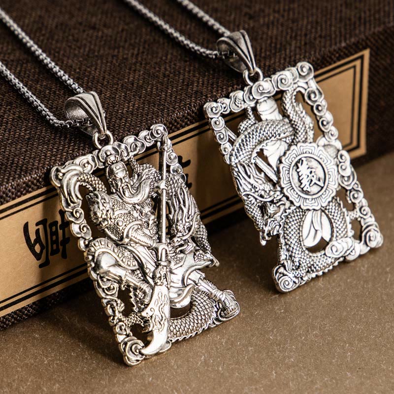 Buddha Stones Guan Gong Dragon Auspicious Clouds Wealth Necklace Pendant Necklaces & Pendants BS 2