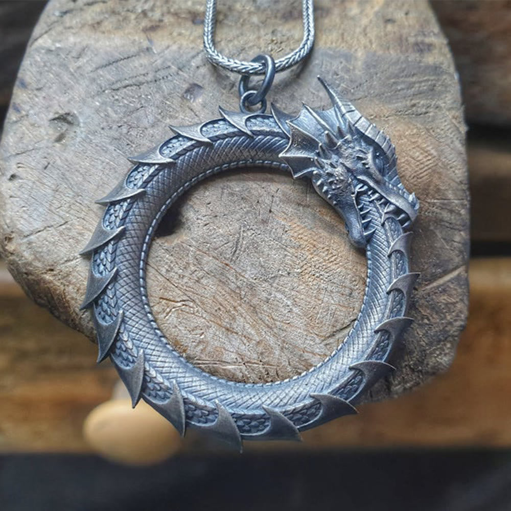 Buddha Stones Pure Tin Dragon Snake Protection Necklace Pendant Necklaces & Pendants BS 3