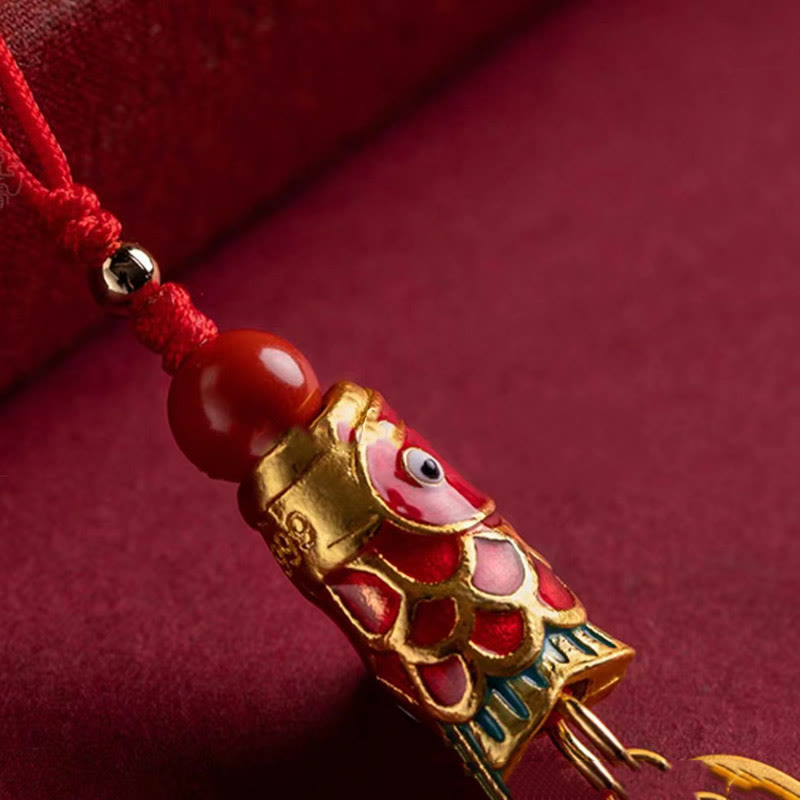 Buddha Stones Koi Fish Cinnabar Attracting Wealth Wish Ruyi Charm Luck Phone Hanging Decoration Phone Hanging Decoration BS 21