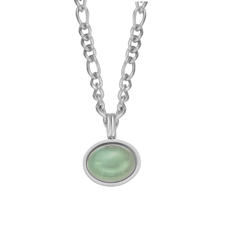 Buddha Stones Oval Turquoise Strength Titanium Steel Necklace Pendant Necklaces & Pendants BS Silver