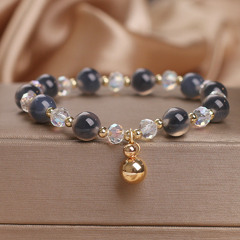 Buddha Stones Candy Agate Healing Harmony Bead Charm Bracelet Bracelet BS Gray Candy Agate(Wrist Circumference 14-17cm)
