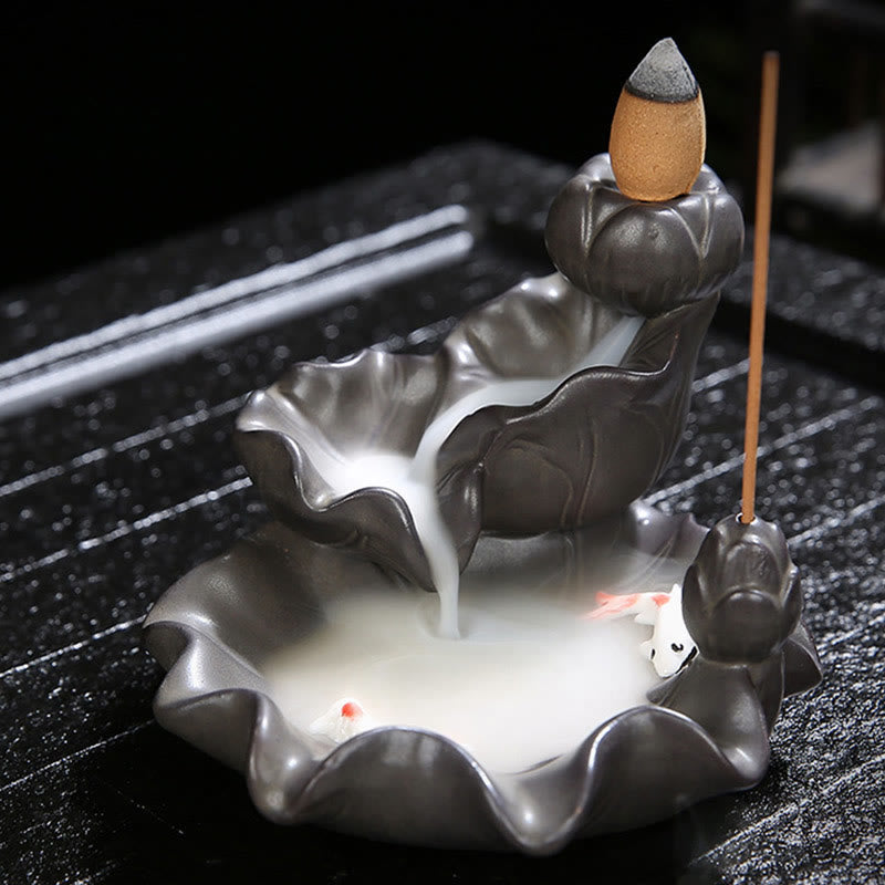 Buddha Stones Koi Fish Lucky Incense Burner Decoration Decoration BS 4