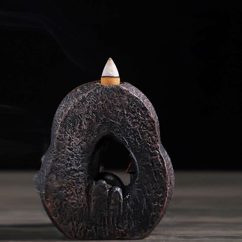 Buddha Stones Mountain Bridges Pattern Meditation Resin Backflow Incense Burner Incense Burner BS 10