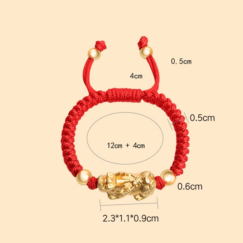 Buddha Stones 999 Sterling Silver PiXiu Wealth King Kong Knot String Braided Kids Child Bracelet Bracelet BS 8