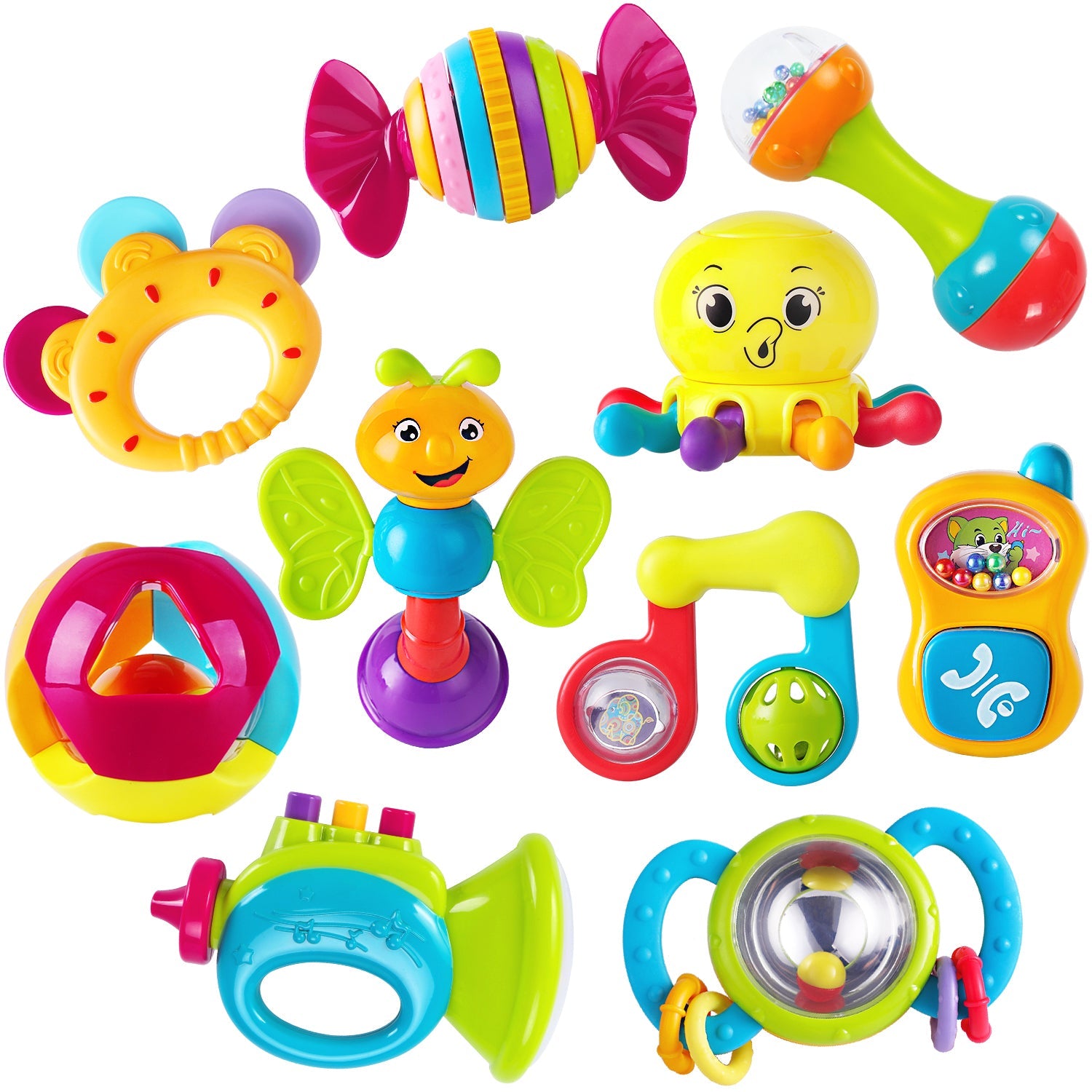 Fidtoy Juego de 10 sonajeros y mordedores para bebé