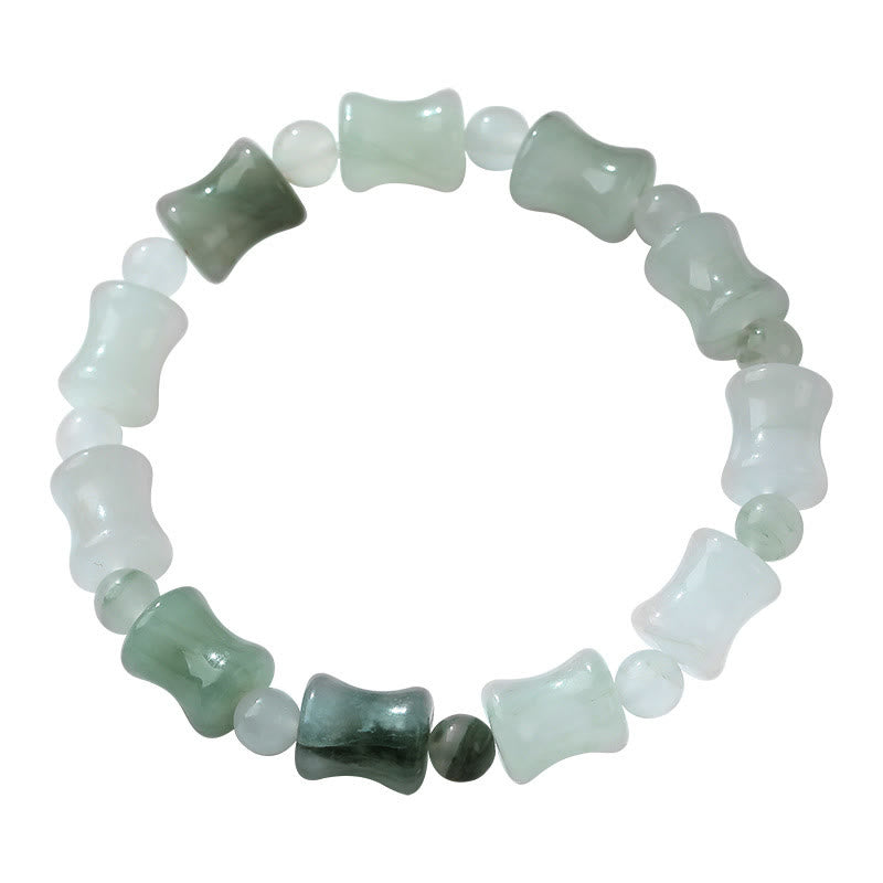 Buddha Stones Jade Coconut Shell Bamboo Pattern Abundance Luck Bracelet Bracelet BS 11