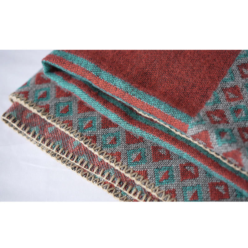 Buddha Stones Tibetan Shawl Striped Diamond Pattern Winter Warm Soft Scarf Tibetan Shawl BS 9
