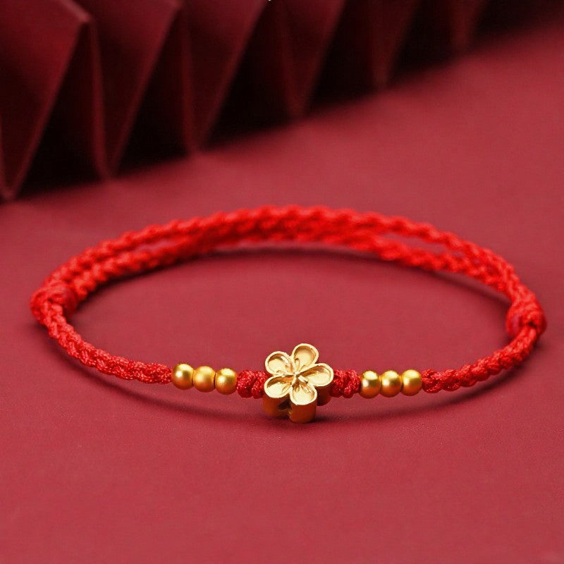 FREE Today: Protection and Strength Adjustable Red String Gold Flower Bracelet - Red (Wrist Circumference: 5.5–7.1 in/14–18 cm) - image 0