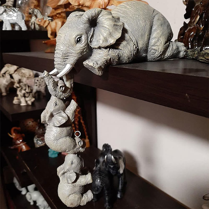 Buddha Stones 3pcs Feng Shui Elephant Sitter Figurines Wealth Figurine Home Decoration Decorations BS 3