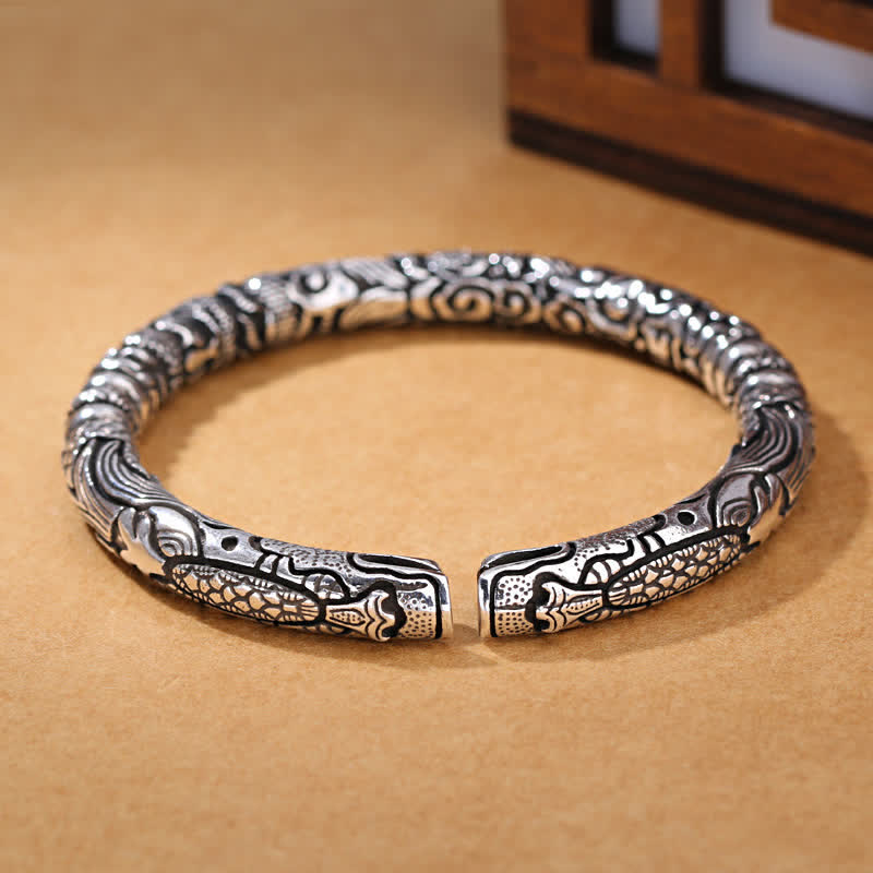 Buddha Stones Dragon Head Carved Luck Bracelet Bangle Bracelet BS 5