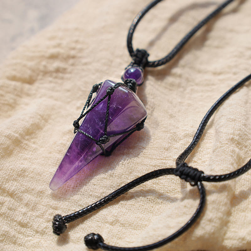 Buddha Stones Natural Stone Pointed Pendant Necklace Necklaces & Pendants BS 12