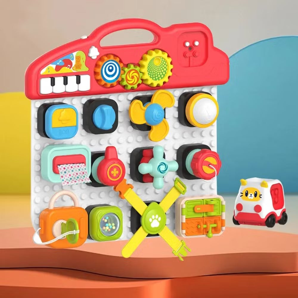 Fidtoy Multifunctional Early Education Busy Learning Activity Blocks Board Musical Sensory Toy for Toddlers Age 1+