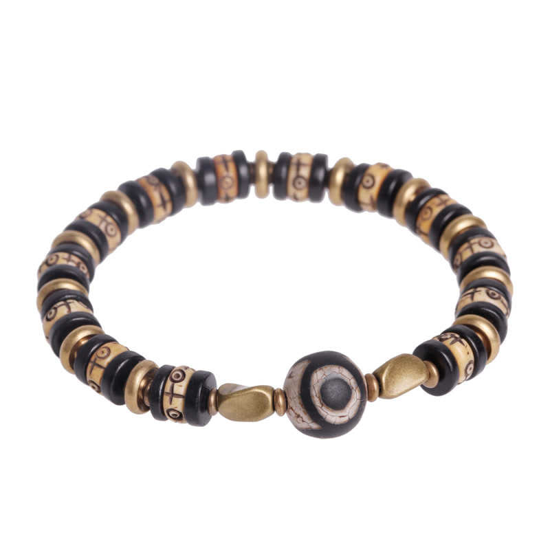 Foviel Tibetan Bone Beads Ebony Wood Strength Bracelet