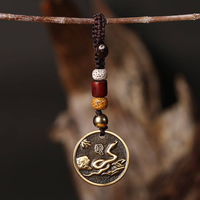 Chinese Zodiac Copper Luck Keychain Decoration Decoration BS Snake