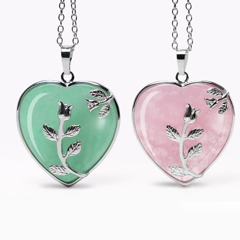 Buddha Stones Natural Healing Crystals Heart Pendant Necklaces Necklaces & Pendants BS main