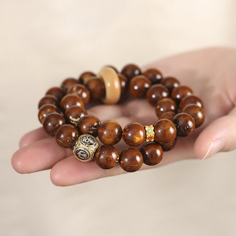 Buddha Stones Tibetan Natural Purple Gold Rat Bodhi Seed Wealth Double Wrap Bracelet Bracelet BS 4