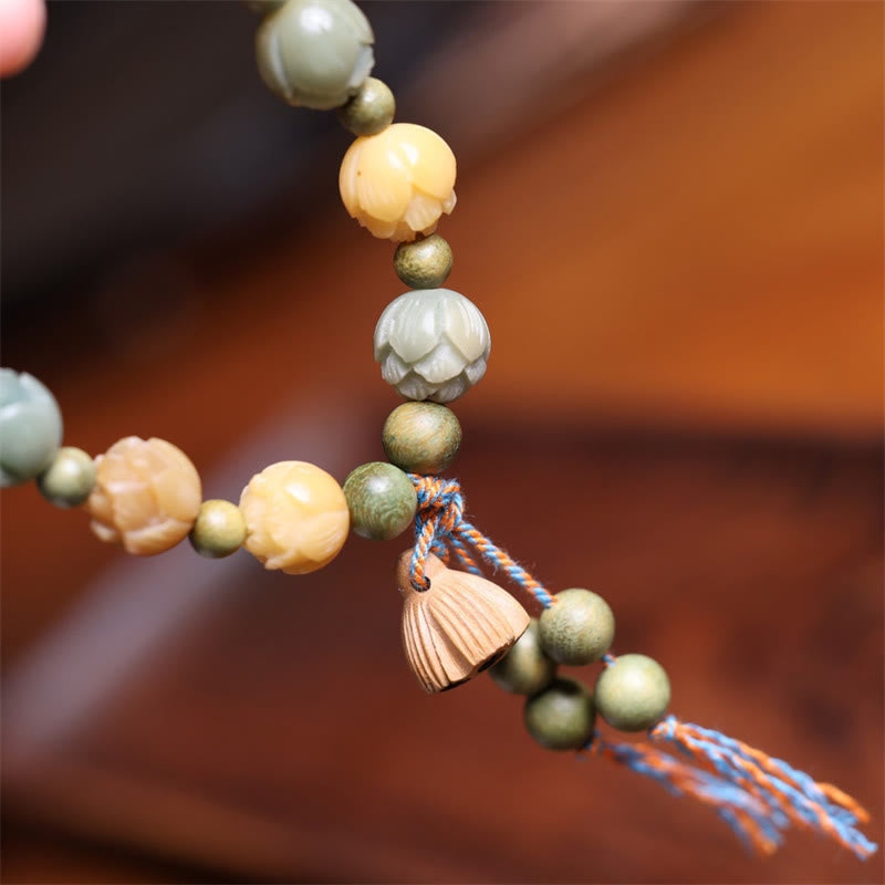 Buddha Stones Bodhi Seed Lotus Green Sandalwood Wisdom Harmony Bracelet Bracelet BS 5