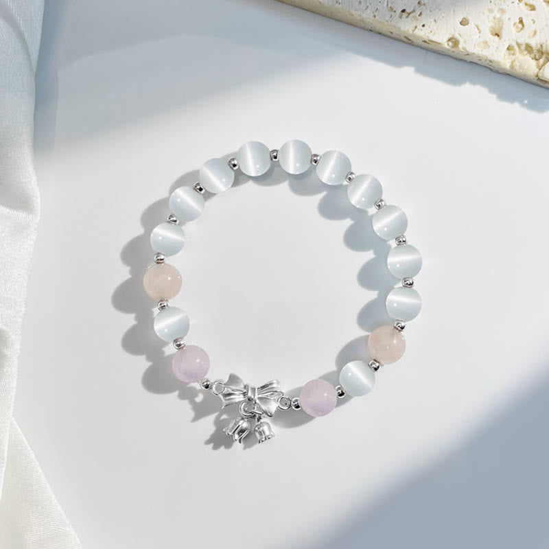 Buddha Stones Cat's Eye Lavender Amethyst Rosette Charm Bracelet Bracelet BS Cat's Eye&Lavender Amethyst