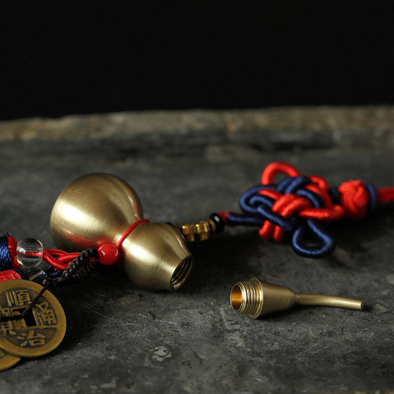 Buddha Stones Feng Shui Wu Lou Gourd Ancient Chinese Coins Wealth Car Hanging Decoration Necklaces & Pendants BS 1