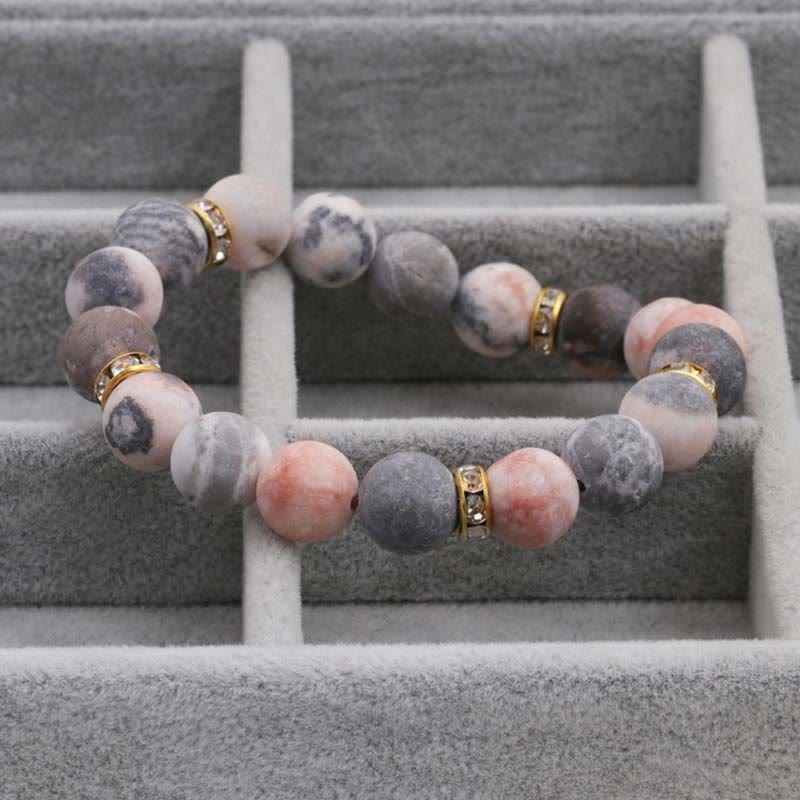 Buddha Stones Anxiety Stress Healing Crystal Zebra Jasper Bead Bracelet Bracelet BS 5