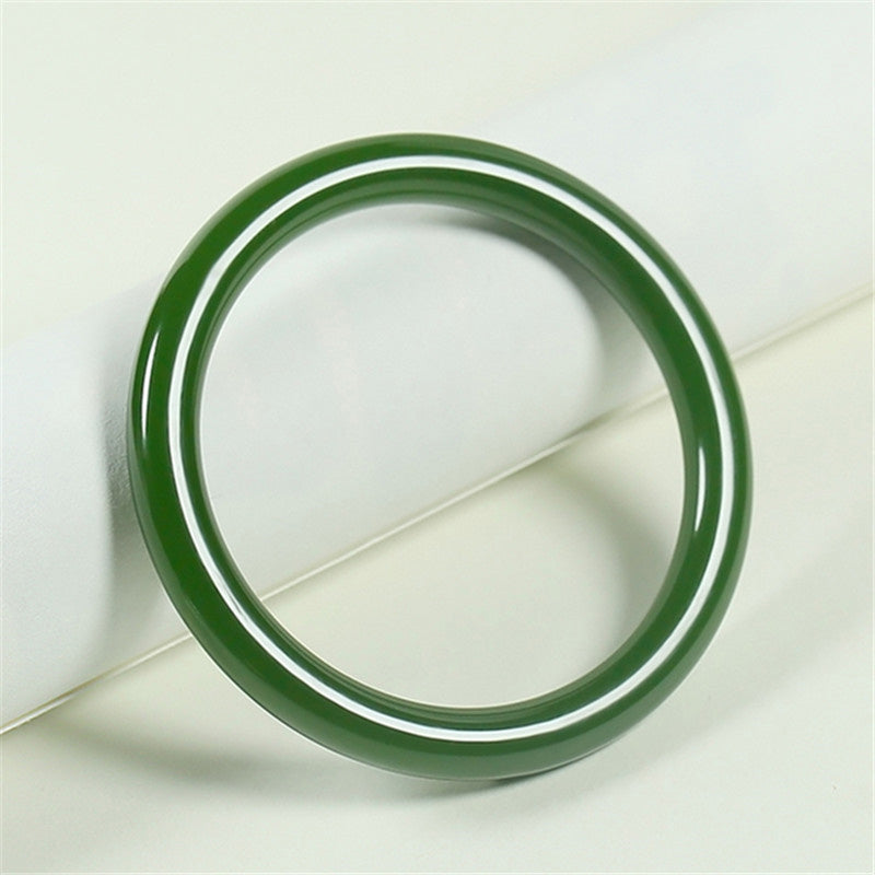 Buddha Stones Cyan Jade Longevity Blessing Bangle Bracelet Bracelet BS 64mm