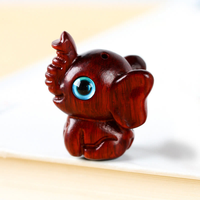 Foviel Sandalwood Small Leaf Red Sandalwood Green Sandalwood Lucky Mini Elephant Carved Protection Decoration