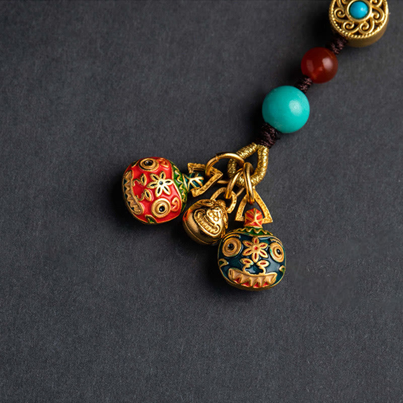 Buddha Stones Gold Swallowing Beast Family Luck Car Key Chain Phone Hanging Decoration Hanging Decoration BS 2