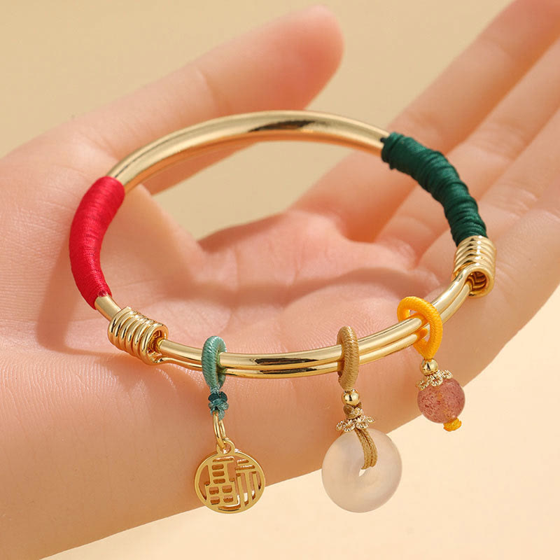 Buddha Stones Pink Crystal Peace Buckle Lucky Flower Love Bracelet Bangle Bracelet Bangle BS 2