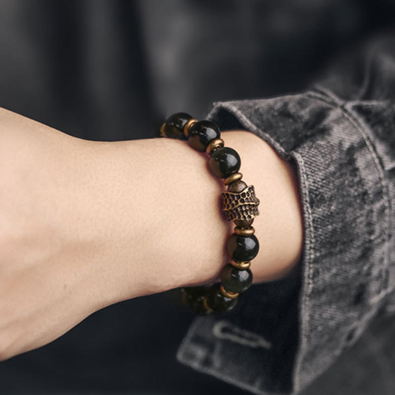 Buddha Stones Rainbow Obsidian Copper Love Healing Bracelet Bracelet BS 8