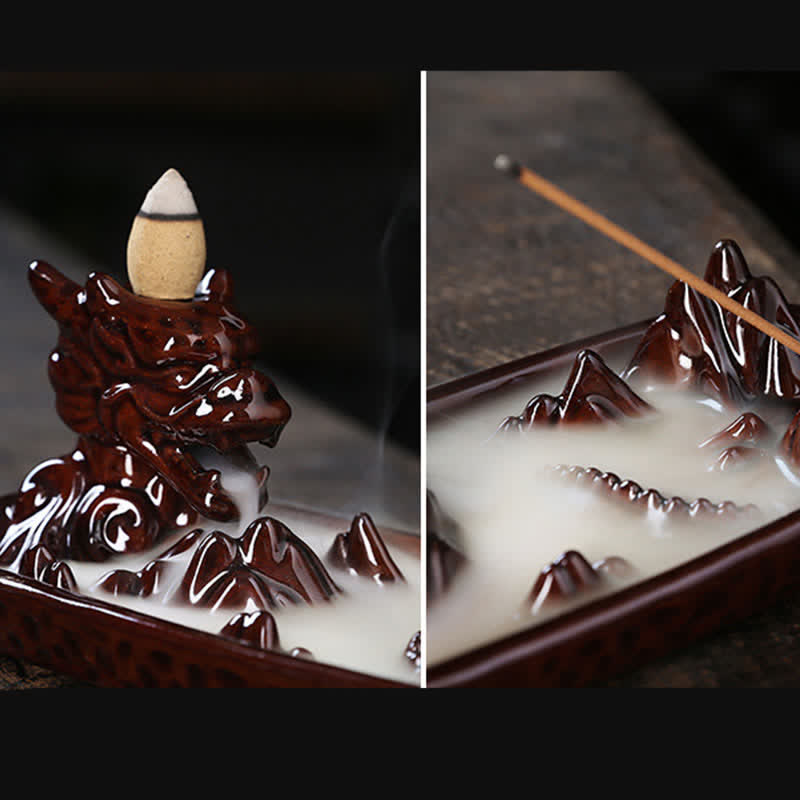 Buddha Stones Dragon Mountain Strength Ceramic Incense Burner Decoration Incense Burner BS 17