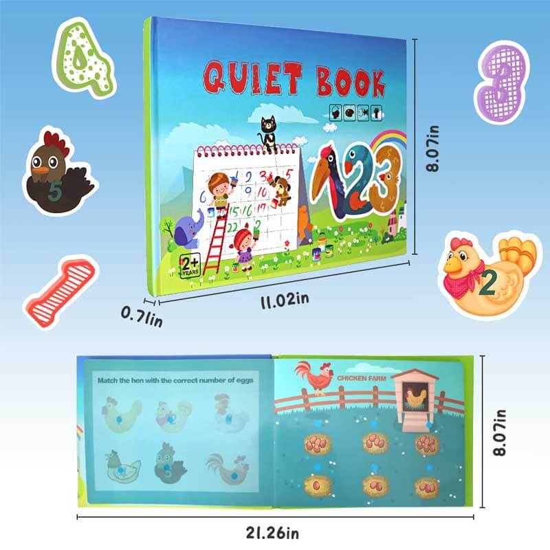Fidtoy Montessori Quiet Book for Toddlers | Interactive Educational Activity Book for Learning Numbers, Animals, Vegetables & Traffic