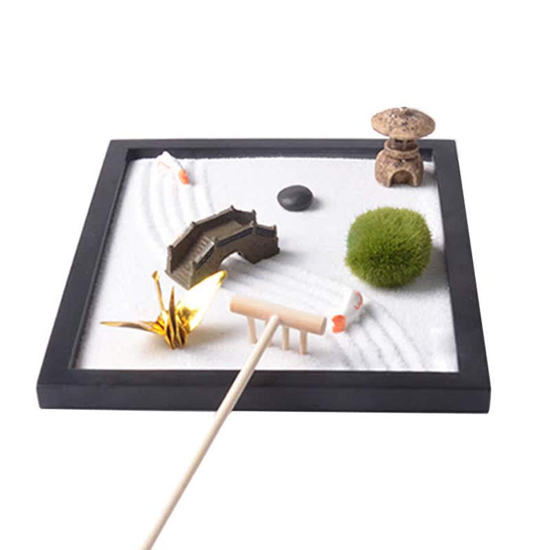 Buddha Stones Koi Fish Small Bridge Grass Landscape Peace Meditation Zen Garden Decoration Decorations BS 4