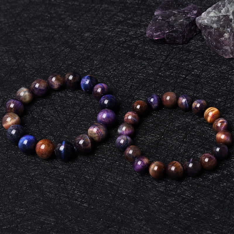 Buddha Stones Natural Purple Tiger Eye Protection Strength Bracelet Bracelet BS 1