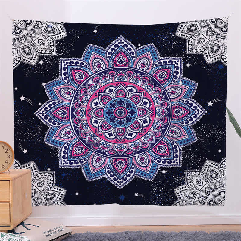 Bohemian Mandala Pattern Tapestry Wall Hanging Wall Art Focus Creativity Home Living Room Decor Tapestry BS Black 150*230cm