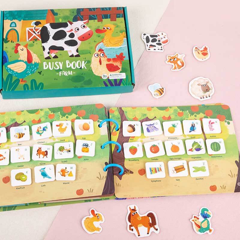 Fidtoy Montessori Busy Book for Toddlers with Dinosaur & Farm Activities