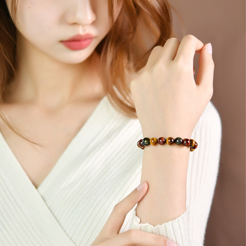 Bracelet de protection positive en œil-de-tigre naturel Foviel