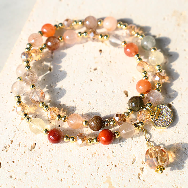 Buddha Stones Colorful Rutilated Quartz Double Wrap Spiritual Growth Bead Bracelet Bracelet BS 1