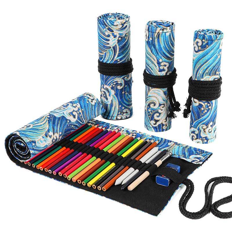 Fidtoy Canvas Roll-Up Pencil Case | Art and Stationery Organizer for Students & Artists