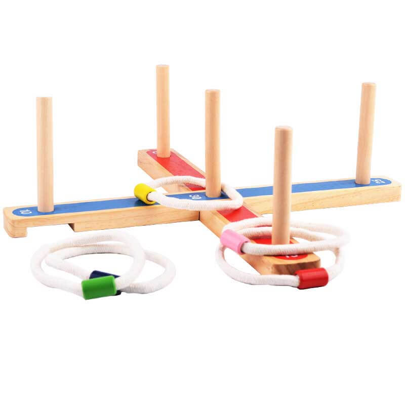 Jeu de lancer d'anneaux en bois Fidtoy pour enfants, jeu de quilles familial pour le jardin, les pique-niques, jouet d'apprentissage de la coordination œil-main pour les tout-petits de 3 à 8 ans