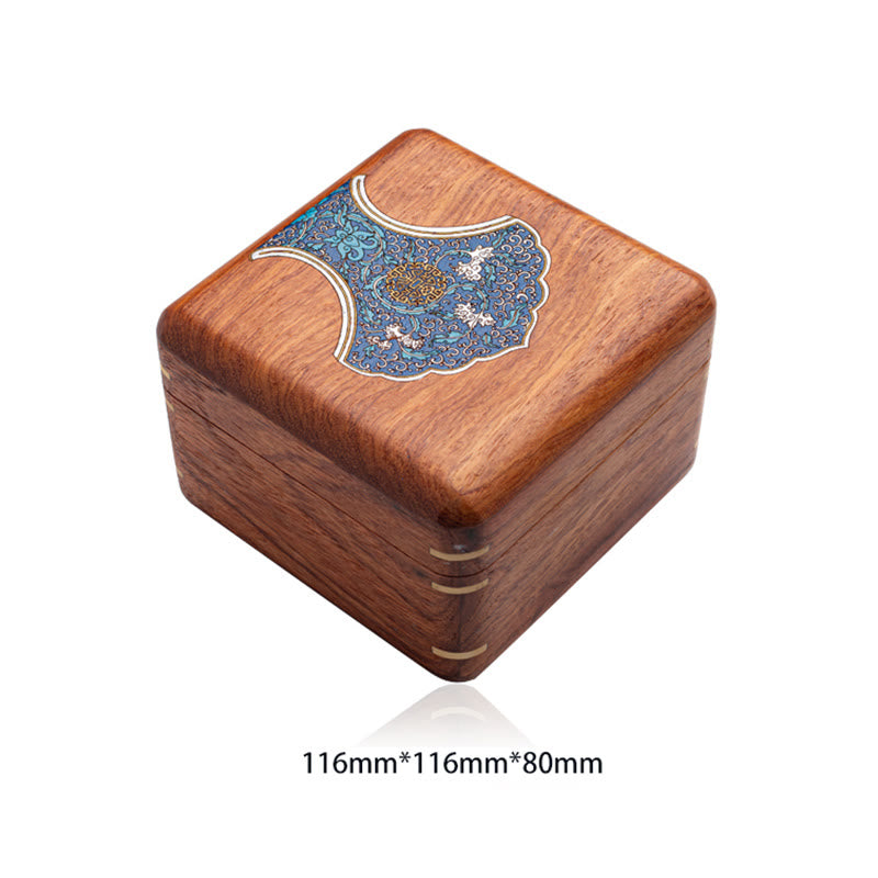 Buddha Stones Antique Flower Leaf Handmade Rosewood Jewelry Storage Box Wooden Gift Organizer Box Jewelry Storage Box BS 22