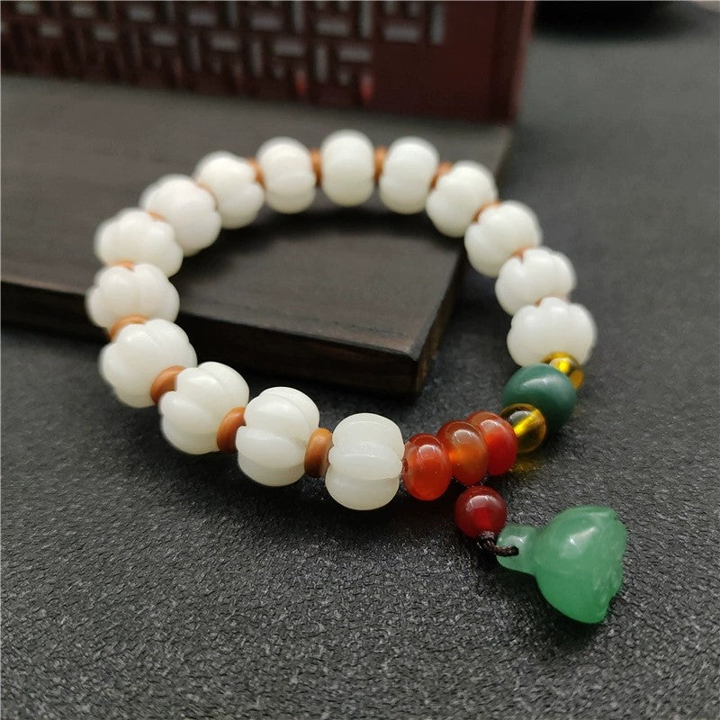 Buddha Stones Natural Bodhi Seed Agate Bodhi Harmony Bracelet Bracelet BS 1