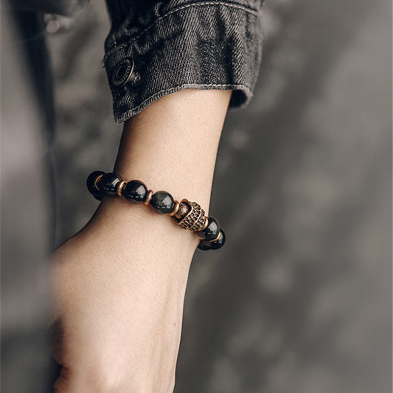 Buddha Stones Rainbow Obsidian Copper Love Healing Bracelet Bracelet BS 7