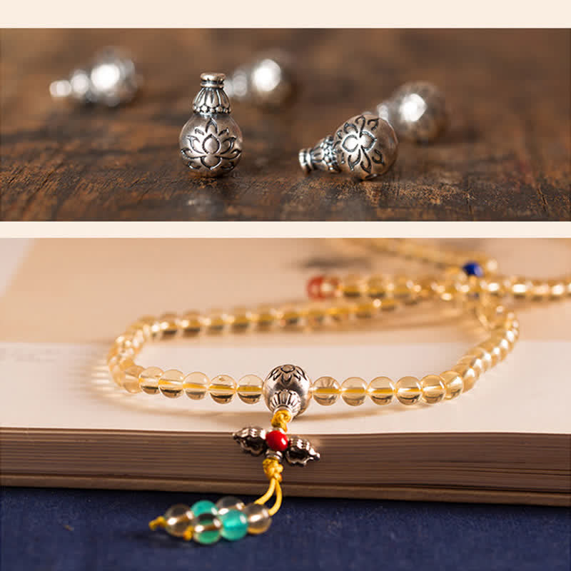 925 Sterling Silver 108 Mala Beads Natural Citrine Red Agate Amber Pleasure Charm Bracelet Mala Bracelet BS 24