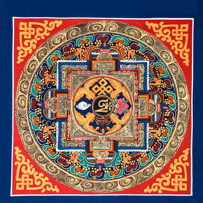 Buddha Stones Tibetan Handmade Thangka Painting Blessing Thangka Blind Box Random Color Pattern Tibetan Thangka BS 15